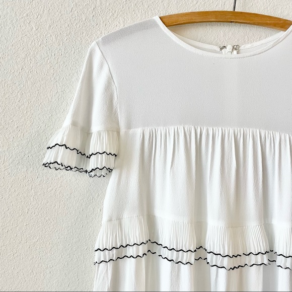 SOLD Anthropologie Elliat Tiered Ruffle Pleated Dress in White Size Petite Small - Picture 3 of 7